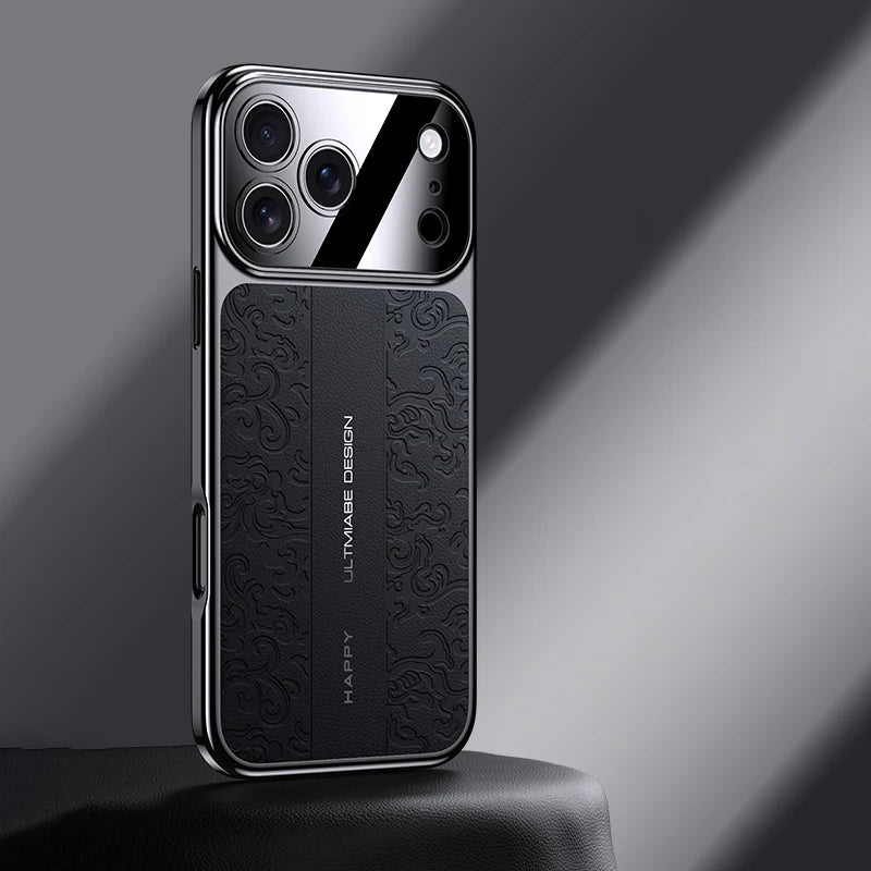 Luxurious Leather Back Electroplated Soft TPU Cover Case For iPhone 17 pro Max Air iPhone 16 15 14 ProMax