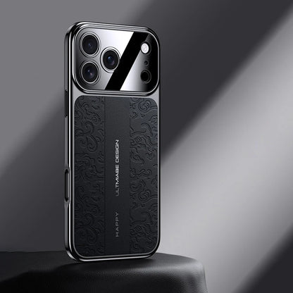 Luxurious Leather Back Electroplated Soft TPU Cover Case For iPhone 17 pro Max Air iPhone 16 15 14 ProMax