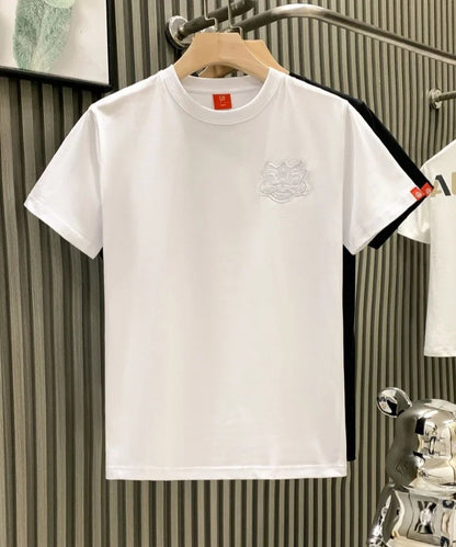 Male Tees Shirts Skinny Embroidery Lion New In Party Y2k Original Tops Hot Basic Korean Popular Clothes Cool Cheap Men's T-shirt