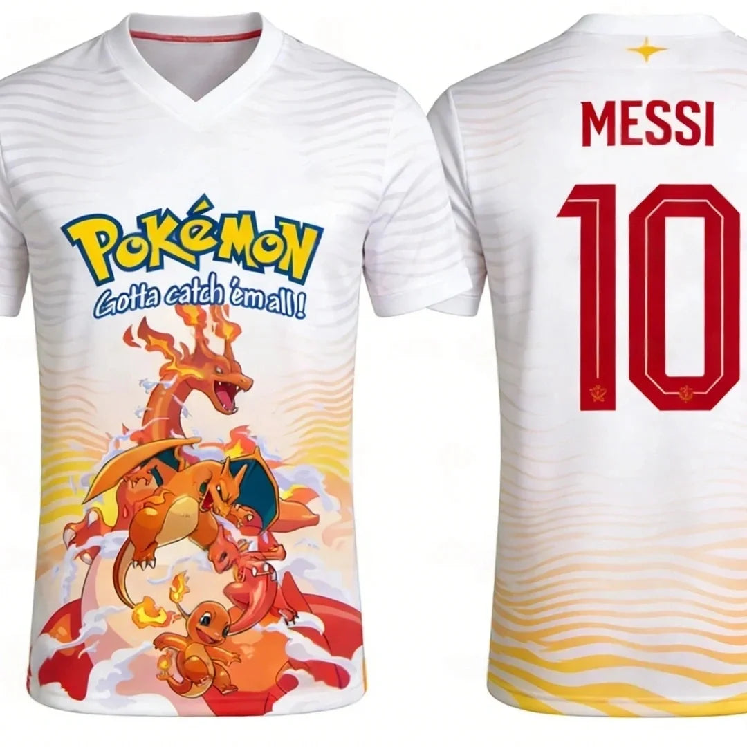 Dragon Ball x Japanese Style V-Neck Jersey Goku Sakura Pagoda Anime Football Shirt for Men