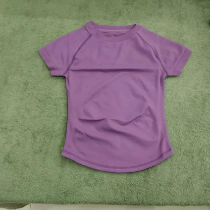 DF LOGO Short-Sleeve Sports T-Shirt  for Women,Impact Cropped Gym Top, Lightweight Yoga Top, Stretchy Athletic Tee
