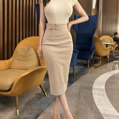 Korean Autumn Dress New Style Stylish and Slim and High Waist Belt and Hip Skirt Korean Versatile Skirt Trendy
