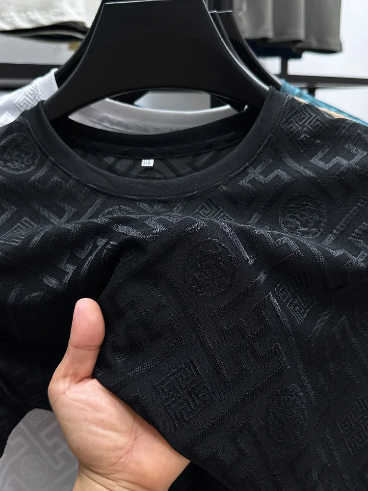 Brand Ice Silk Breathable Short Sleeve Men's O-neck Fashion Designer 2025 Summer Cool and Comfortable T-shirt Men's Wear