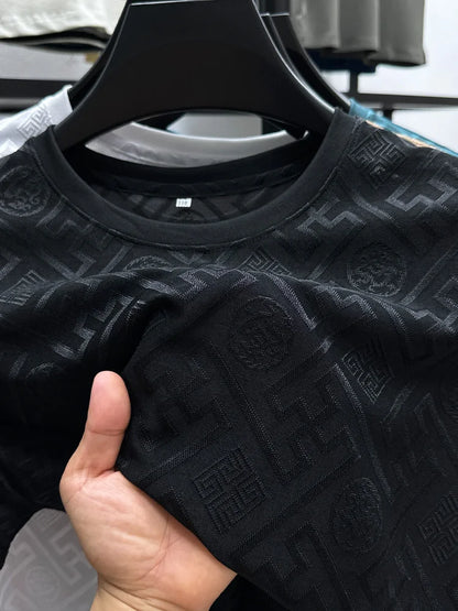 Brand Ice Silk Breathable Short Sleeve Men's O-neck Fashion Designer 2025 Summer Cool and Comfortable T-shirt Men's Wear