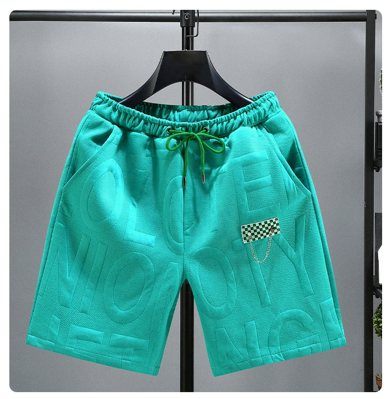 Letters Size 5XL 6XL 7XL 2023 New Fashion knitted Shorts Men Comfortable Elastic Waist Clothing Male Breathable Short Trousers