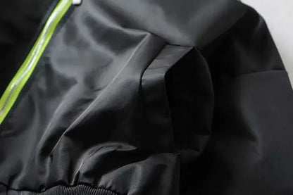 High Waisted Cropped Flight Jacket Women Spring Autumn Long Sleeved Folds Zipper Outerwear Casual Loose-fit Bomber Jackets Coat