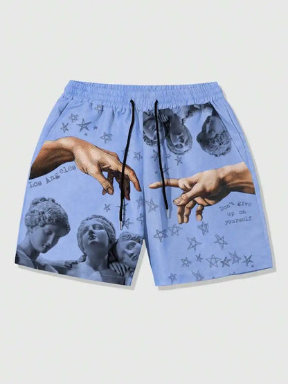 New Men's Summer Shorts Loose Luxury Shorts 3D Printing Casual Sculpture Print Harajuku Shorts Sports Quick Drying Shorts