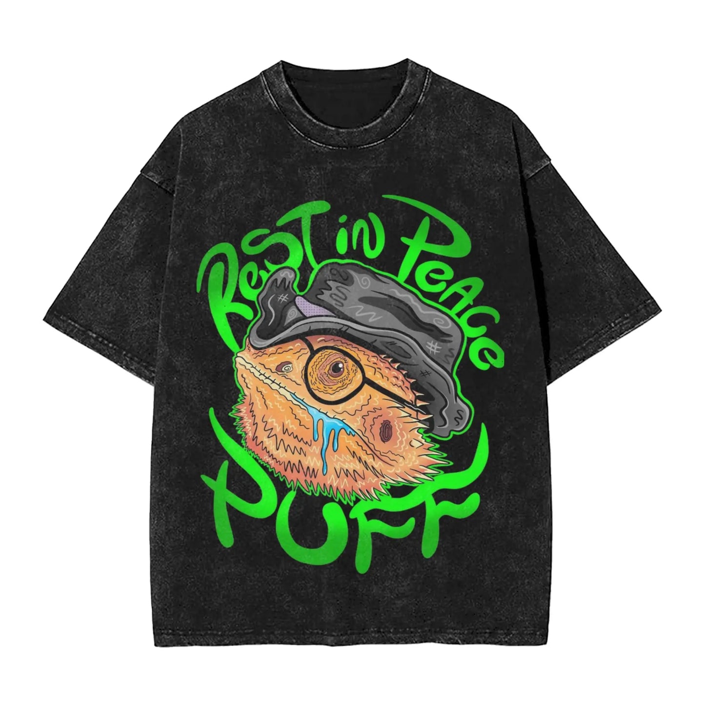 KingCobraJFS RIP Puff Puffers Bearded Dragon Washed T-Shirt Couple  Y2K Classic Cotton T-Shirts Pattern Big Size Tops