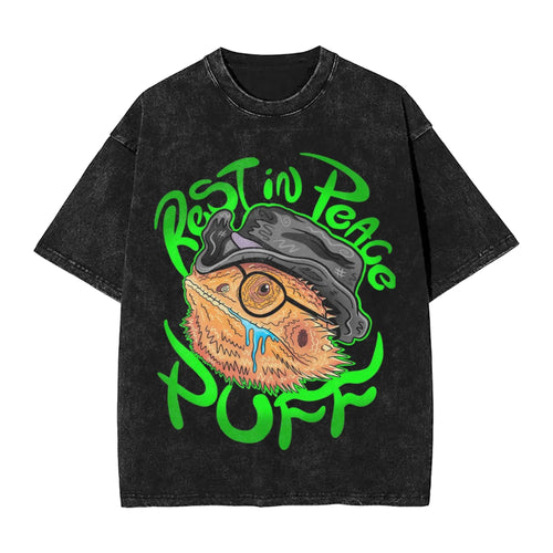 KingCobraJFS RIP Puff Puffers Bearded Dragon Washed T-Shirt Couple  Y2K Classic Cotton T-Shirts Pattern Big Size Tops