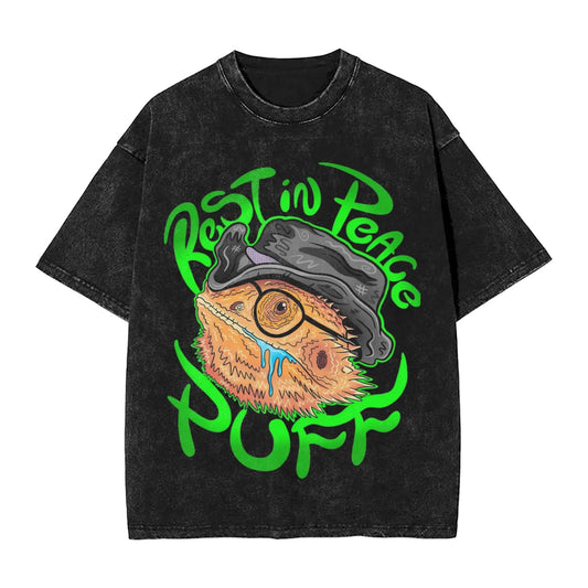 KingCobraJFS RIP Puff Puffers Bearded Dragon Washed T-Shirt Couple  Y2K Classic Cotton T-Shirts Pattern Big Size Tops