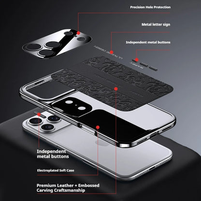 Luxurious Leather Back Electroplated Soft TPU Cover Case For iPhone 17 pro Max Air iPhone 16 15 14 ProMax