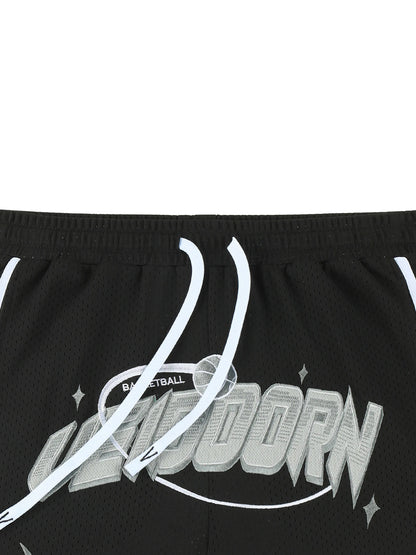 Street Style Breathable Mesh Basketball Shorts for Men Elastic Waistband Gym Shorts with Pockets Training Running Short Pants