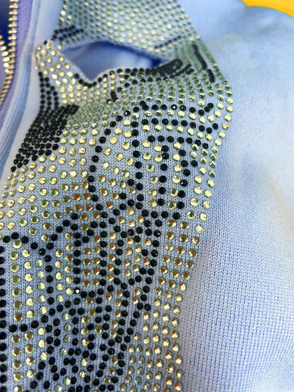 Skeleton Pattern Rhinestone Zipper Hoodies Men Women Hip Hop Street Hoodie Retro Punk Gothic Autumn Oversize Sweatshirt Jacket