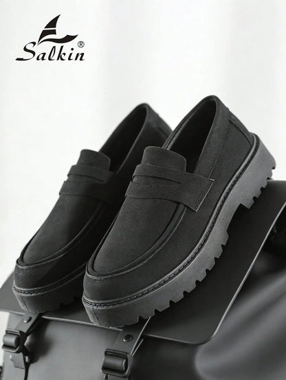 New Designer Casual Shoes Men's Slip On Loafers Preppy Comfortable Business Commute Outdoor Men Sneakers Suede Leather Shoes