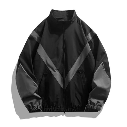 2025 New Men's Autumn Jacket with Reflective Splicing Stand Up Collar Spring and Autumn Sports and Leisure Windproof Jacket