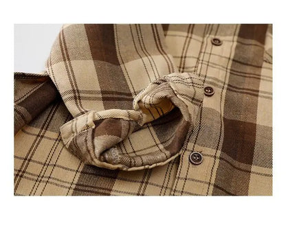 1PCS Autumn Blouses & Shirts New Spring Boy Shirt Plaid Long-sleeved Children's Fashion Tops Boys Handsome Spring Jacket Shirt