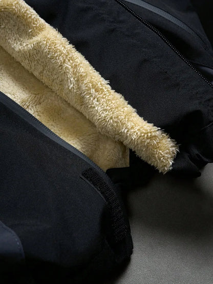 American Style Winter Short Jackets Men Fleece Lined Warm Hooded Coat Man Hip Hop Streetwear Loose Fit Outdoor Windbreaker
