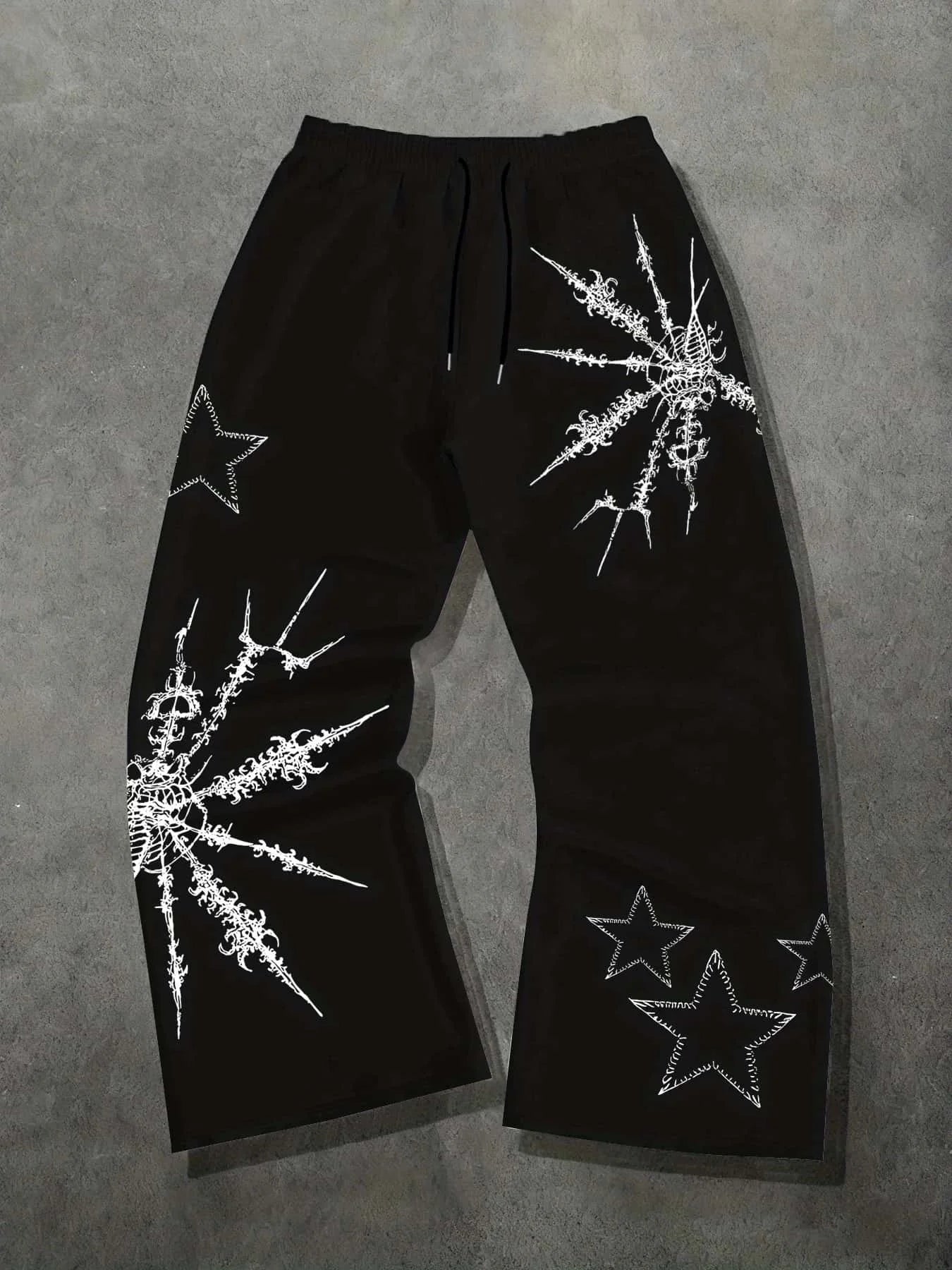 Star Print Streetwear Straight-Leg Unisex Pants