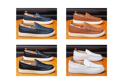 Casual Slip-On Men's Bean Oes Spring 2026 New Sle Comfortable Leather Sneakers Breathable Round Toe Flat Heel PU Lined