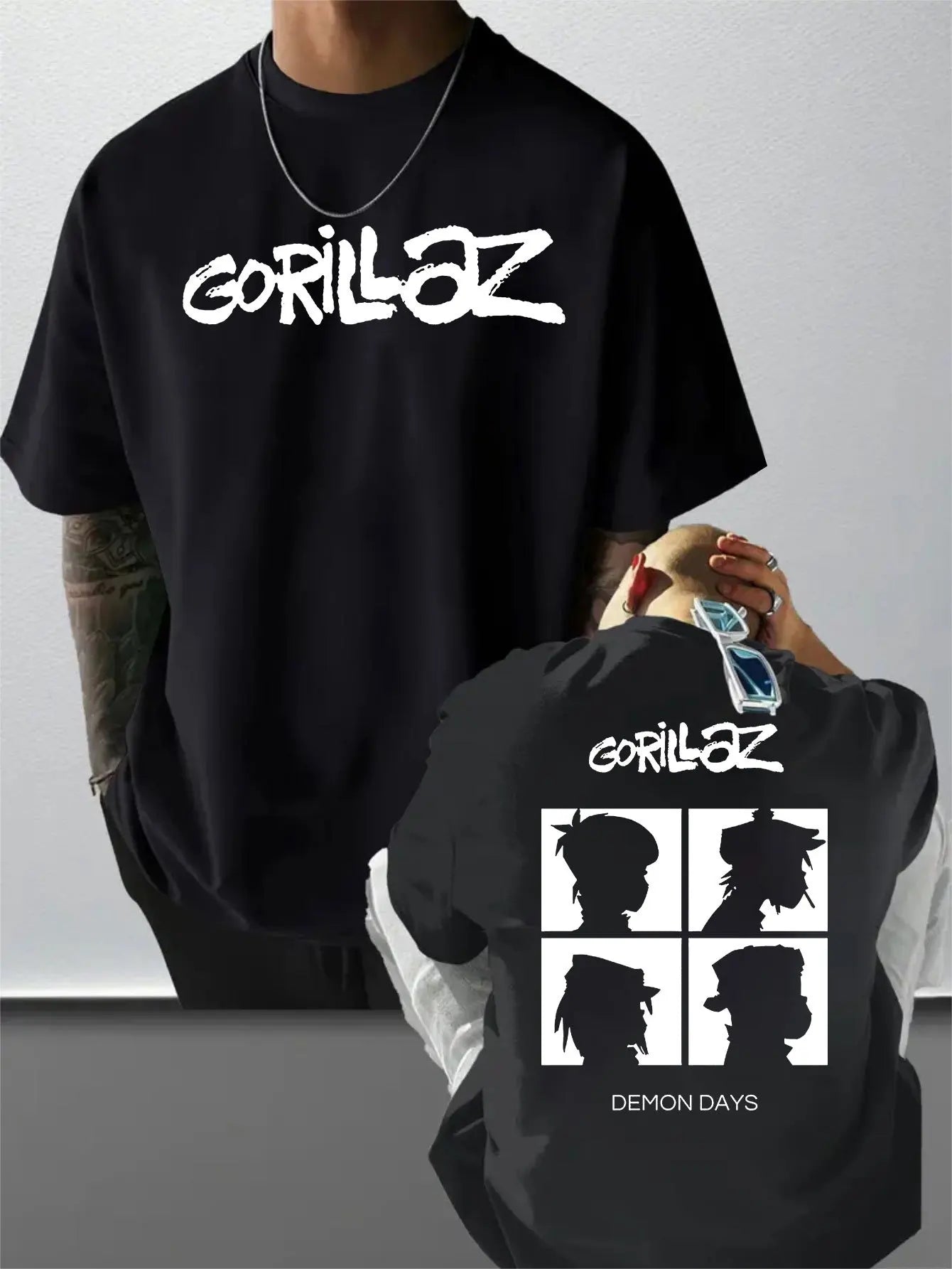 Gorillaz Letter Print 100% Cotton Trendy Men Woment T-shirt Summer Autumn Daily Outdoor Sports Casual Loose Street Short Sleeve