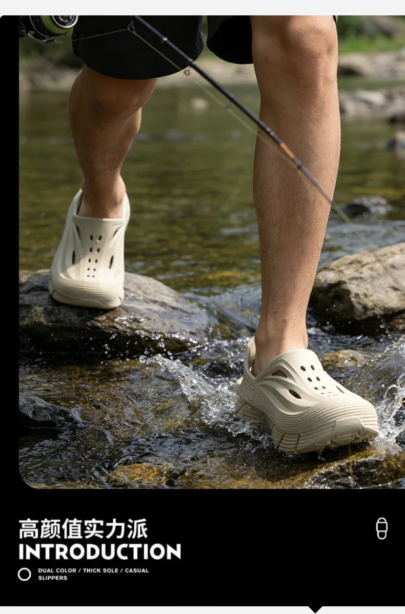 Anti slip hole shoes for men in summer 2026 new anti odor and anti poop feeling, outdoor sports EVA womens outdoor cool slippers