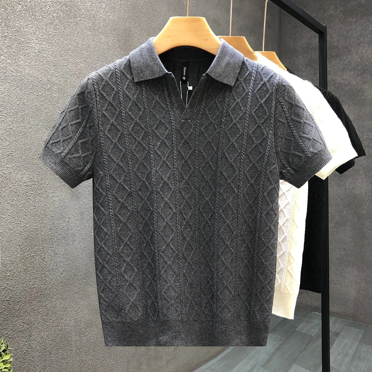 Polo Style Sweaters for Men Summer New Slim Fit Short Sleeve Business Casual T-shirts Male Solid Turn Down Collar Knitwear Tops