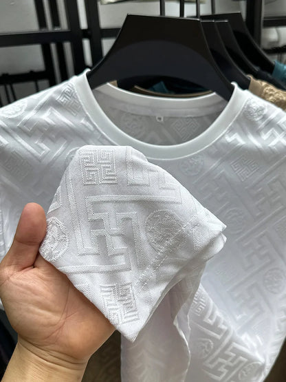 Brand Ice Silk Breathable Short Sleeve Men's O-neck Fashion Designer 2025 Summer Cool and Comfortable T-shirt Men's Wear