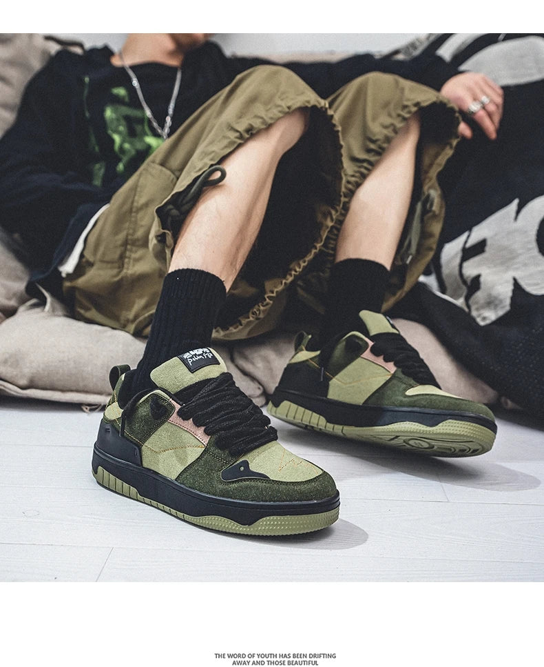 Men's Run Sneaker Walking Leather Shoes Youth Casual Cricket Shoes Fashion Trend Board Shoes Comfort Skateboard Shoes