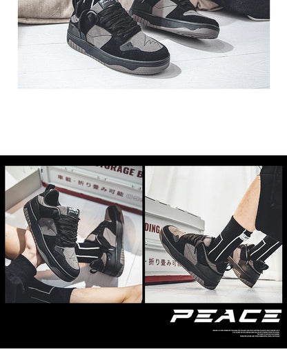 Men's Run Sneaker Walking Leather Shoes Youth Casual Cricket Shoes Fashion Trend Board Shoes Comfort Skateboard Shoes