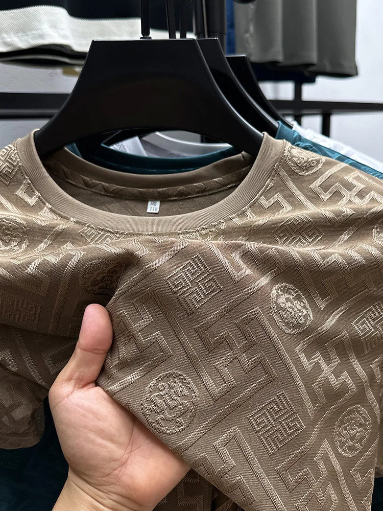 Brand Ice Silk Breathable Short Sleeve Men's O-neck Fashion Designer 2025 Summer Cool and Comfortable T-shirt Men's Wear