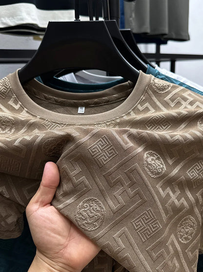 Brand Ice Silk Breathable Short Sleeve Men's O-neck Fashion Designer 2025 Summer Cool and Comfortable T-shirt Men's Wear