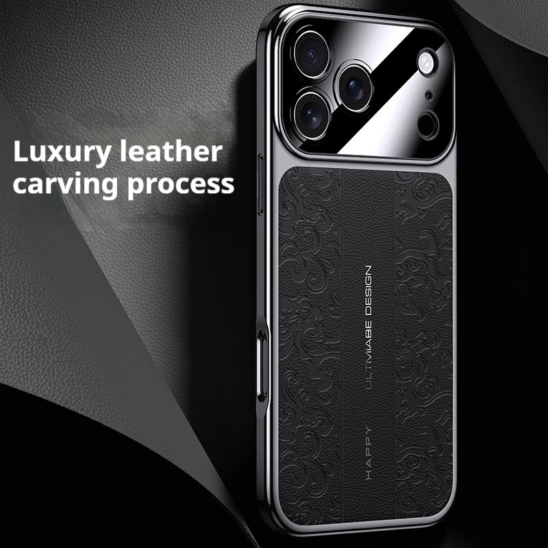 Luxurious Leather Back Electroplated Soft TPU Cover Case For iPhone 17 pro Max Air iPhone 16 15 14 ProMax