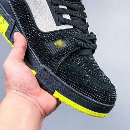 Fashionable Low-Top Unisex Trainer Shoes with Diamond Print High-Top Version Men's Sport Shoes Breathable Wear-Resistant Rubb...