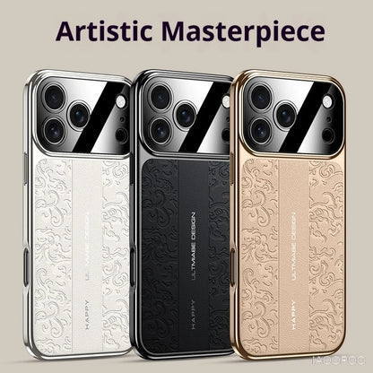 Luxurious Leather Back Electroplated Soft TPU Cover Case For iPhone 17 pro Max Air iPhone 16 15 14 ProMax