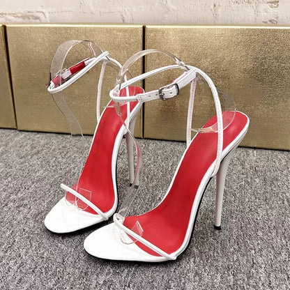 2026 NEW Chic Summer 14cm 16cm Ultra High Heels Buckle Sandal Woman Shiny Silver Ankle Strap PumpsStripper Show Unisex Shoes