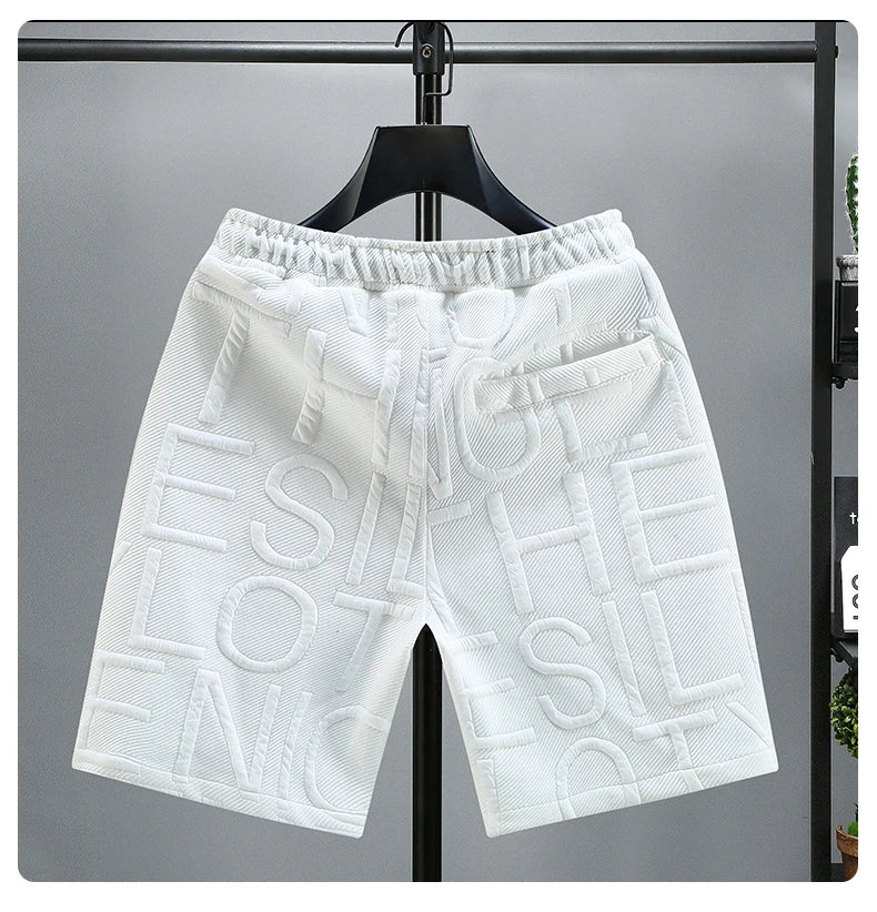 Letters Size 5XL 6XL 7XL 2023 New Fashion knitted Shorts Men Comfortable Elastic Waist Clothing Male Breathable Short Trousers