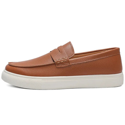 Casual Slip-On Men's Bean Oes Spring 2026 New Sle Comfortable Leather Sneakers Breathable Round Toe Flat Heel PU Lined
