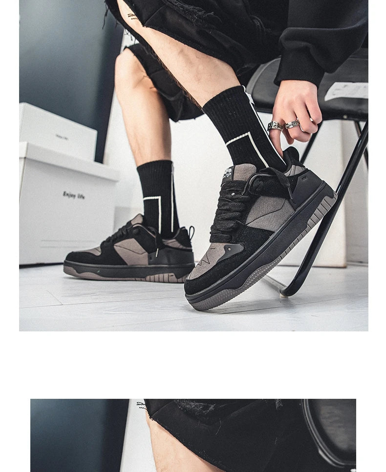 Men's Run Sneaker Walking Leather Shoes Youth Casual Cricket Shoes Fashion Trend Board Shoes Comfort Skateboard Shoes