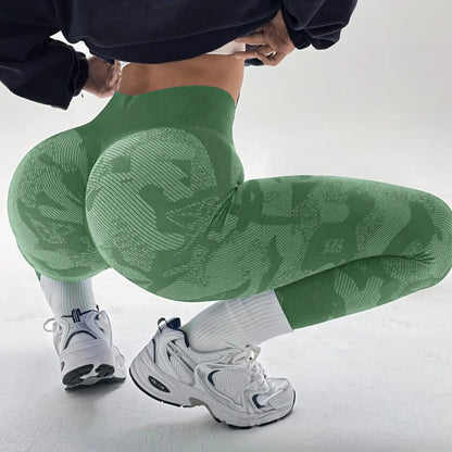 Women Camouflage Leggings Gym Fitness Athletic Workout Elastic Scrunch Leggins Yoga Pants Sports High Waist Training Tights