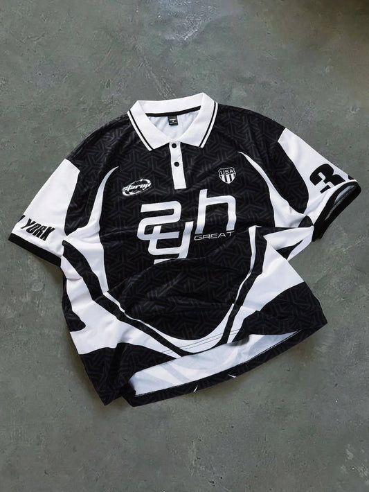 Men's Letter Print Polo Shirt
