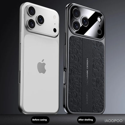 Luxurious Leather Back Electroplated Soft TPU Cover Case For iPhone 17 pro Max Air iPhone 16 15 14 ProMax