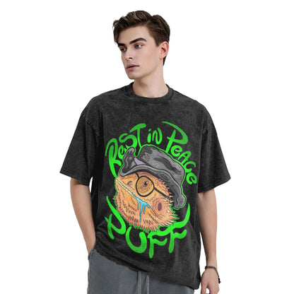 KingCobraJFS RIP Puff Puffers Bearded Dragon Washed T-Shirt Couple  Y2K Classic Cotton T-Shirts Pattern Big Size Tops