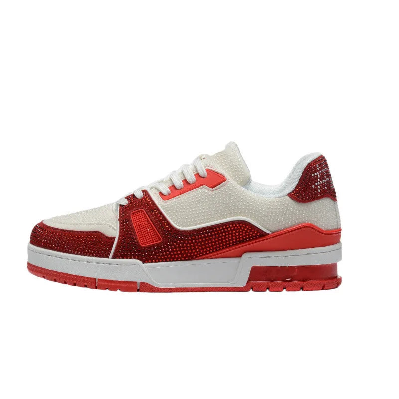 Fashionable Low-Top Unisex Trainer Shoes with Diamond Print High-Top Version Men's Sport Shoes Breathable Wear-Resistant Rubb...