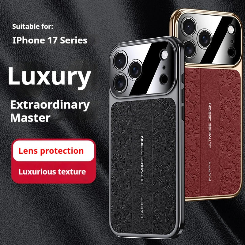 Luxurious Leather Back Electroplated Soft TPU Cover Case For iPhone 17 pro Max Air iPhone 16 15 14 ProMax