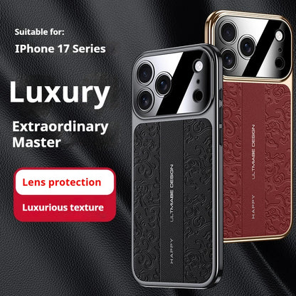 Luxurious Leather Back Electroplated Soft TPU Cover Case For iPhone 17 pro Max Air iPhone 16 15 14 ProMax