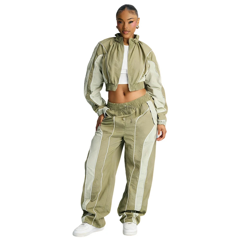 Premium Quality Nylon Tracksuit Set Zip-up Jacket Lightweight Waterproof Breathable Windbreaker Sets Training Tracksuits Women