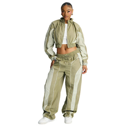 Premium Quality Nylon Tracksuit Set Zip-up Jacket Lightweight Waterproof Breathable Windbreaker Sets Training Tracksuits Women