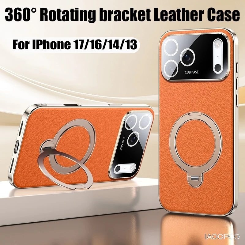 Luxurious Leather Back Electroplated Soft TPU Cover Case For iPhone 17 pro Max Air iPhone 16 15 14 ProMax