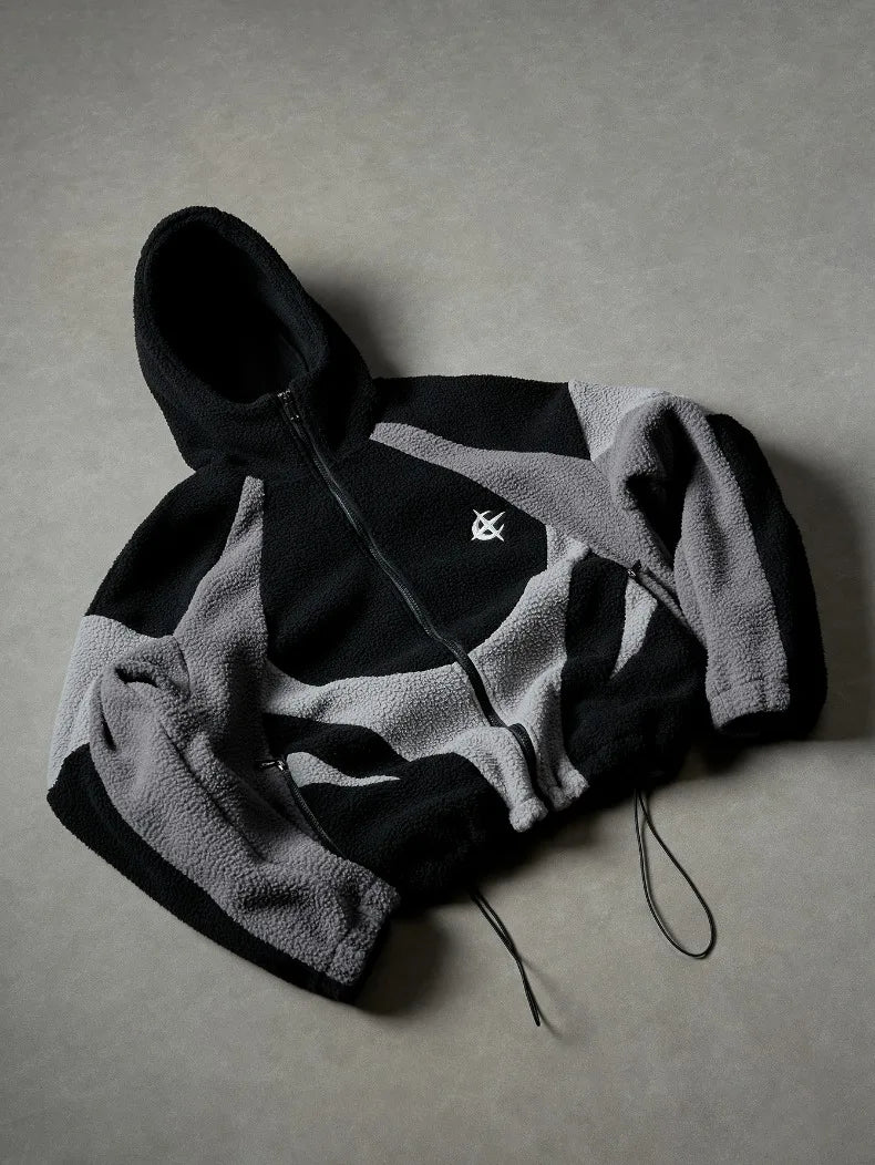 Men's Fleece Patchwork Streetwear Hoodie Jacket