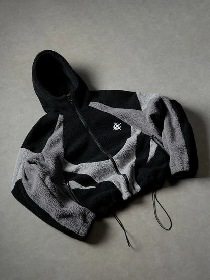 Men's Fleece Patchwork Streetwear Hoodie Jacket